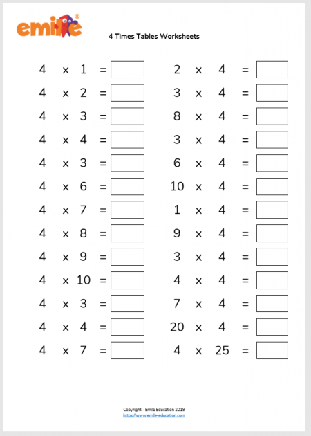 fun multiplication worksheets 4 times table