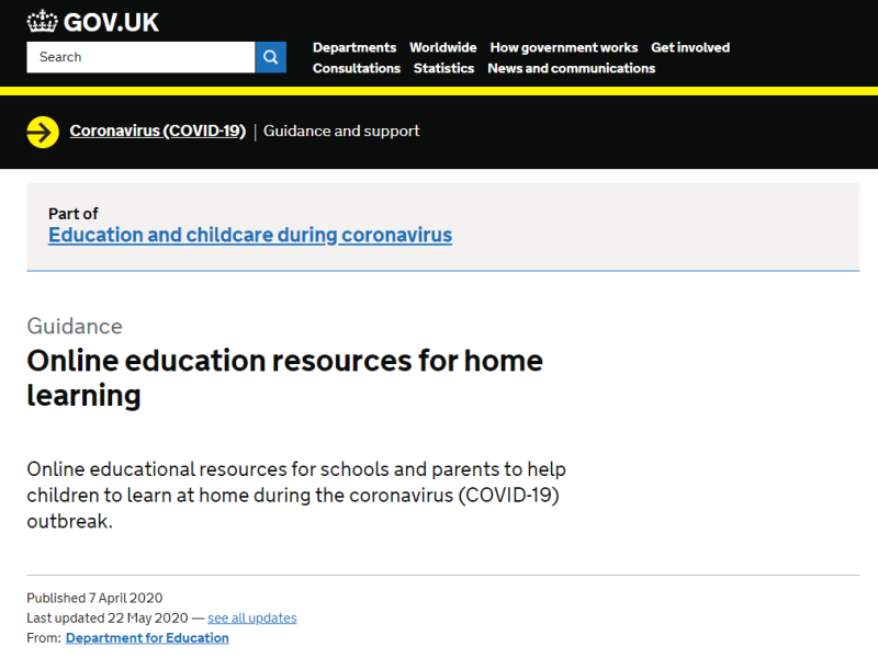 DfE list of online resources